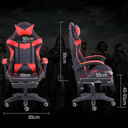 Computer Office Chair Home Gaming Chair Lifted Rotating Lounge Chair with Nylon Feet (Red)-garmade.com