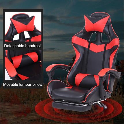 Computer Office Chair Home Gaming Chair Lifted Rotating Lounge Chair with Nylon Feet (Red)-garmade.com