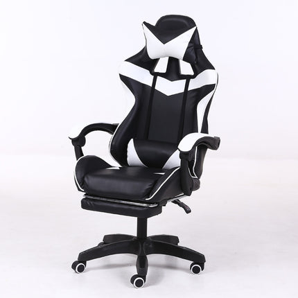 Computer Office Chair Home Gaming Chair Lifted Rotating Lounge Chair with Footrest / Nylon Feet (Black)-garmade.com