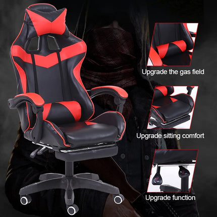 Computer Office Chair Home Gaming Chair Lifted Rotating Lounge Chair with Footrest / Nylon Feet (Black)-garmade.com