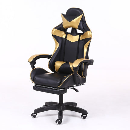 Computer Office Chair Home Gaming Chair Lifted Rotating Lounge Chair with Footrest / Nylon Feet (Gold)-garmade.com