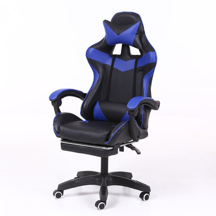 Computer Office Chair Home Gaming Chair Lifted Rotating Lounge Chair with Footrest / Nylon Feet (Blue)-garmade.com