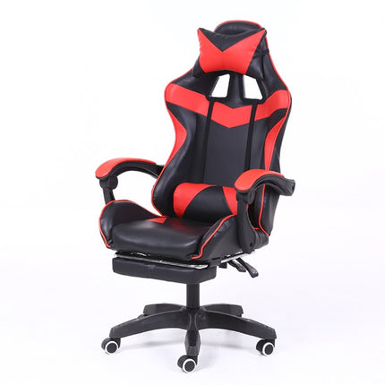 Computer Office Chair Home Gaming Chair Lifted Rotating Lounge Chair with Footrest / Nylon Feet (Red)-garmade.com