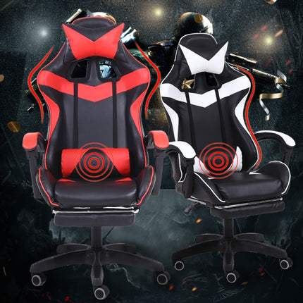 Computer Office Chair Home Gaming Chair Lifted Rotating Lounge Chair with Footrest / Nylon Feet (Red)-garmade.com