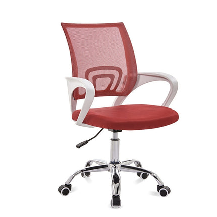 9050 Computer Chair Office Chair Home Back Chair Comfortable White Frame Simple Desk Chair (Red)-garmade.com