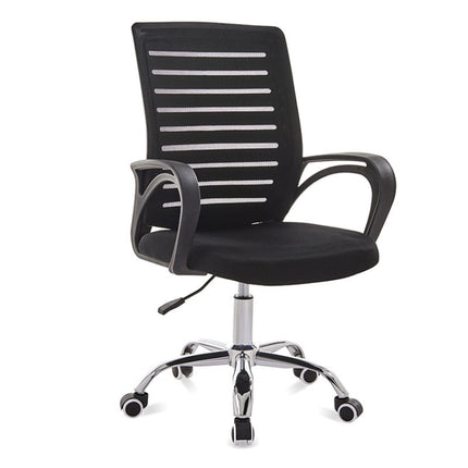 9050 Computer Chair Office Chair Home Back Chair Comfortable Black Frame Simple Desk Chair (Black)-garmade.com
