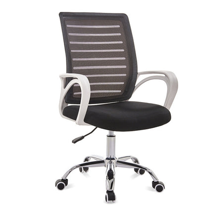9050 Computer Chair Office Chair Home Back Chair Comfortable White Frame Simple Desk Chair (Black)-garmade.com