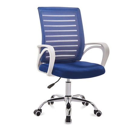 9050 Computer Chair Office Chair Home Back Chair Comfortable White Frame Simple Desk Chair (Blue)-garmade.com