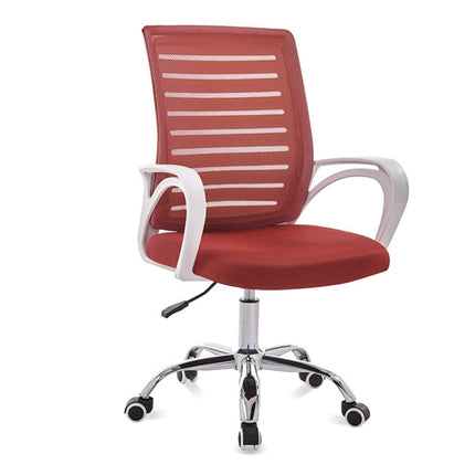 9050 Computer Chair Office Chair Home Back Chair Comfortable White Frame Simple Desk Chair (Red)-garmade.com