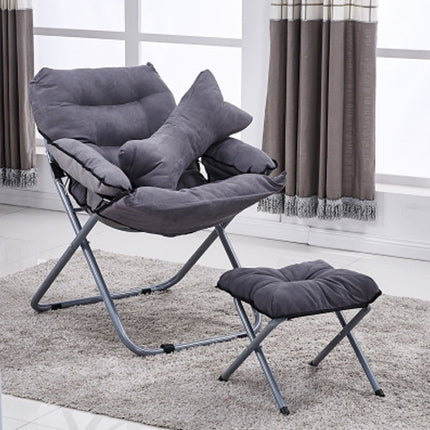 Creative Lazy Folding Sofa Living Room Single Sofa Chair Tatami Lounge Chair with Footrest / Pillow(Grey)-garmade.com