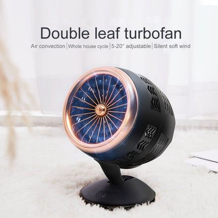 Portable Adjustable Mini USB Charging Air Convection Cycle Desktop Electric Fan Air Cooler, Support 2 Speed Control (Black Gold)-garmade.com