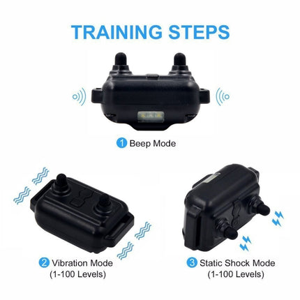 880-2 800 Yards Rechargeable Remote Control Collar Dog Training Device Anti Barking Device(Black Black)-garmade.com