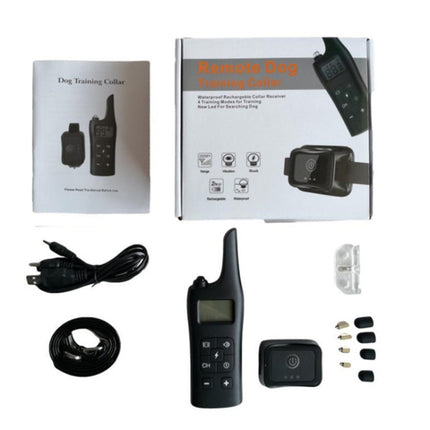 885-1 Rechargeable Training Dogs Stop Barkin Remote Control with Collar Receiver, Support Electric Shock & Vibration & Light & Sound Mode, UK Plug-garmade.com