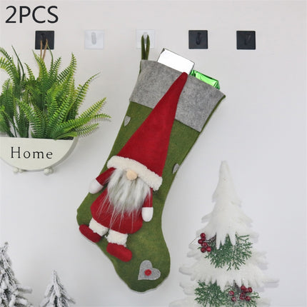 2 PCS CX20204 Faceless Doll Christmas Sock Gift Bag Christmas Tree Pendant Decoration(Green)-garmade.com