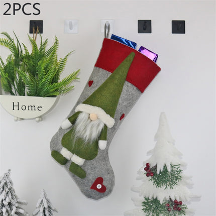 2 PCS CX20204 Faceless Doll Christmas Sock Gift Bag Christmas Tree Pendant Decoration(Grey)-garmade.com