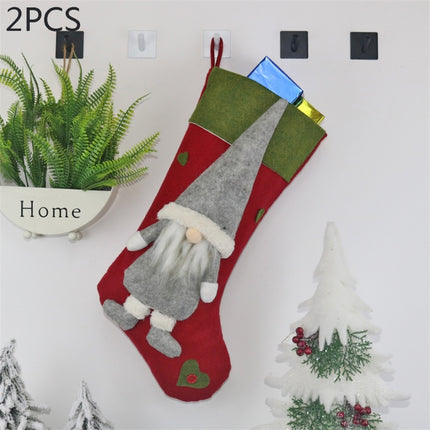 2 PCS CX20204 Faceless Doll Christmas Sock Gift Bag Christmas Tree Pendant Decoration(Red)-garmade.com