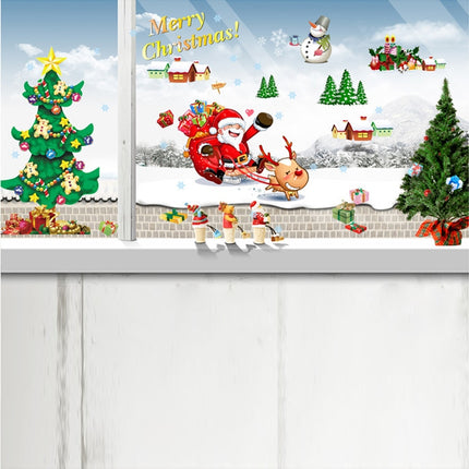 Christmas Tree Sleigh Santa Claus Window Glass Door Removable Christmas Wall Sticker Decoration-garmade.com