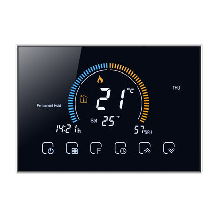BHT-8000-GA Control Water Heating Energy-saving and Environmentally-friendly Smart Home Negative Display LCD Screen Round Room Thermostat without WiFi(Black)-garmade.com