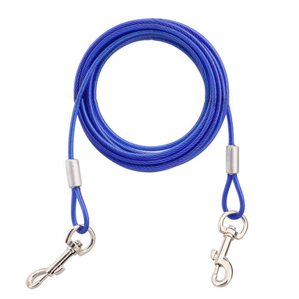 Double-end Steel Wire Rope Pet Dogs 2 in 1 Traction Rope Pet Walking Leads With Handle, Length: 5m,Random Color Delivery-garmade.com