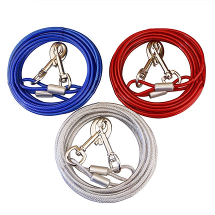 Double-end Steel Wire Rope Pet Dogs 2 in 1 Traction Rope Pet Walking Leads With Handle, Length: 5m,Random Color Delivery-garmade.com