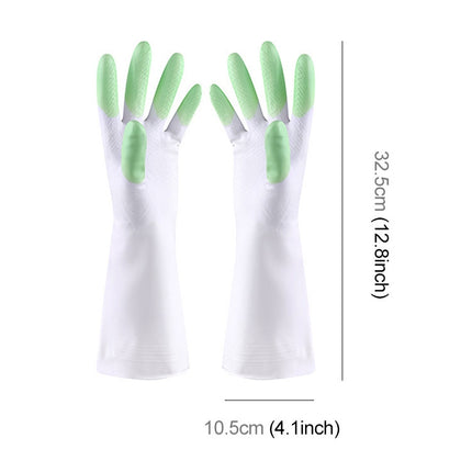 5 Pairs Sale Shark Housework Cleaning PVC Latex Gloves Waterproof Thicken Laundry Washing Gloves (Green)-garmade.com
