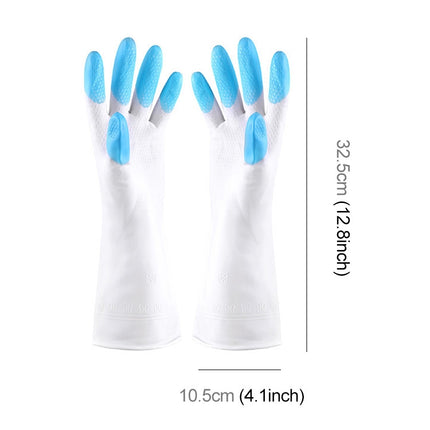 5 Pairs Sale Shark Housework Cleaning PVC Latex Gloves Waterproof Thicken Laundry Washing Gloves (Blue)-garmade.com