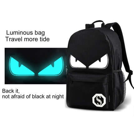 Multi-Function Large Capacity Oxford Cloth Black Music Boy Luminous Backpack Casual Laptop Computer Bag with External USB Charging Interface for Men / Women / Student, L, Size: 48*29*17cm-garmade.com