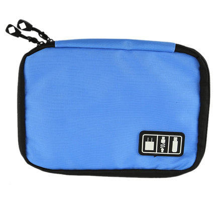 Portable Travel Organizer Storage Collection Bag Case Pouch Digital Gadget Electronic Accessories, Size: 25.7*18.5*1.2cm(Blue)-garmade.com