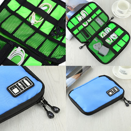 Portable Travel Organizer Storage Collection Bag Case Pouch Digital Gadget Electronic Accessories, Size: 25.7*18.5*1.2cm(Blue)-garmade.com