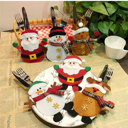 Elk Pattern Tableware Knife Fork Pocket Cover Bag Christmas Decoration-garmade.com