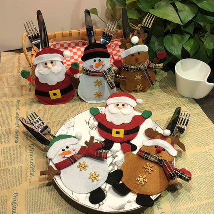 Elk Pattern Tableware Knife Fork Pocket Cover Bag Christmas Decoration-garmade.com