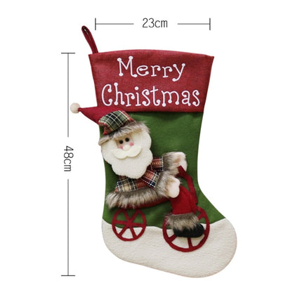 CX192019 Santa Claus Pattern Christmas Sock Gift Bag Christmas Tree Pendant Decoration-garmade.com