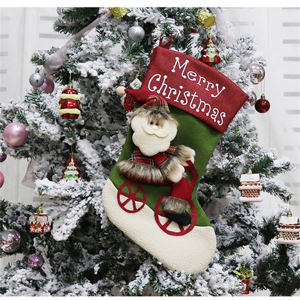 CX192019 Santa Claus Pattern Christmas Sock Gift Bag Christmas Tree Pendant Decoration-garmade.com