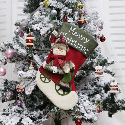 CX192019 Snowman Pattern Christmas Sock Gift Bag Christmas Tree Pendant Decoration-garmade.com