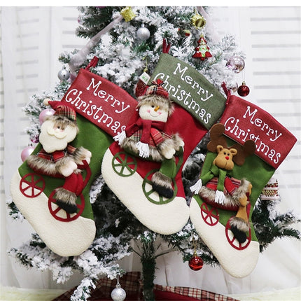 CX192019 Elk Pattern Christmas Sock Gift Bag Christmas Tree Pendant Decoration-garmade.com