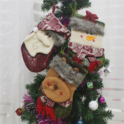 Elk Pattern Christmas Sock Gift Bag Christmas Tree Pendant Decoration-garmade.com
