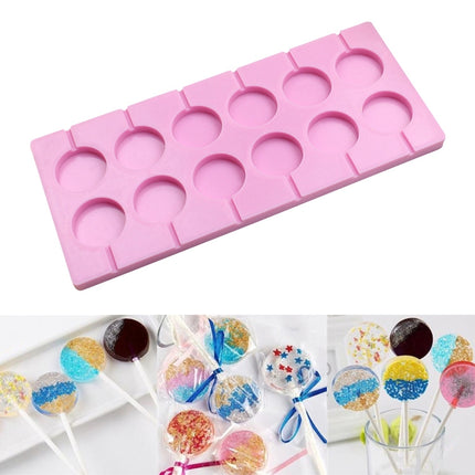 12-Capacity DIY Silicone Chocolate Molds(Lollipop Shape)-garmade.com