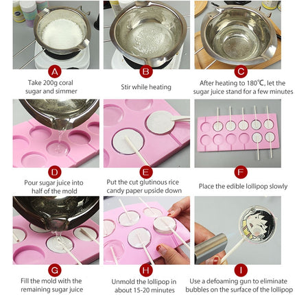 12-Capacity DIY Silicone Chocolate Molds(Lollipop Shape)-garmade.com