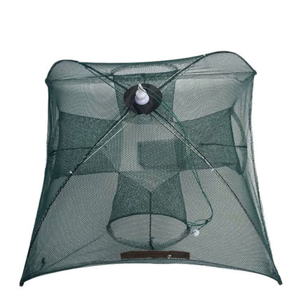 4 Holes Automatic Foldable Fishing Net Nylon Shrimp Crab Minnow Trap Fish Cast Net Fishing Tackle-garmade.com