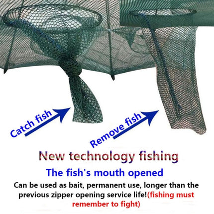 4 Holes Automatic Foldable Fishing Net Nylon Shrimp Crab Minnow Trap Fish Cast Net Fishing Tackle-garmade.com