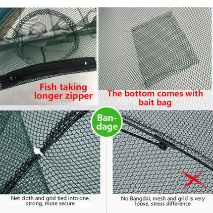 4 Holes Automatic Foldable Fishing Net Nylon Shrimp Crab Minnow Trap Fish Cast Net Fishing Tackle-garmade.com