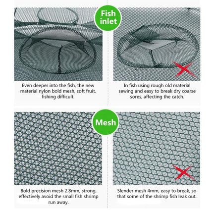 4 Holes Automatic Foldable Fishing Net Nylon Shrimp Crab Minnow Trap Fish Cast Net Fishing Tackle-garmade.com