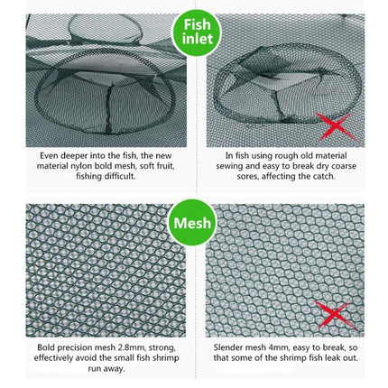 6 Holes Automatic Foldable Fishing Net Nylon Shrimp Crab Minnow Trap Fish Cast Net Fishing Tackle-garmade.com