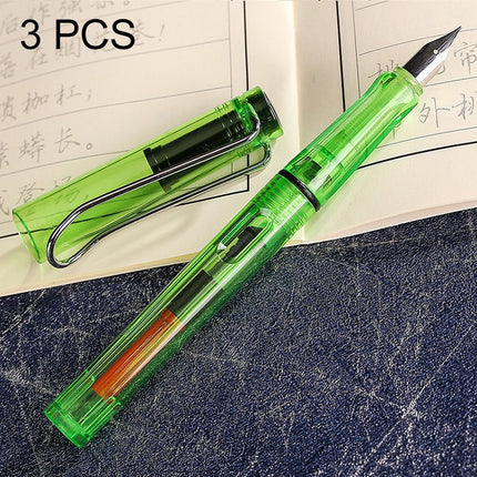 3 PCS School Office Extra Fine Titanium Alloy Nib Transparent Piston Fountain Pen(Black), Random Delivery(0.5mm/0.38mm Nib)-garmade.com