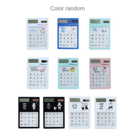 8 Digits LED Screen Calculator with Transparent Touch Pad & Solar Panel, Random Color Delivery-garmade.com