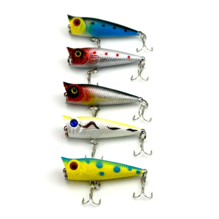 HENGJIA Artificial Fishing Lures Popper Bionic Fishing Bait with Hooks, Length: 5 cm, Random Color Delivery-garmade.com