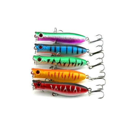 HENGJIA Artificial Fishing Lures Popper Bionic Fishing Bait with Hooks, Length: 6 cm, Random Color Delivery-garmade.com