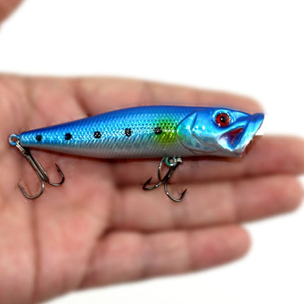 HENGJIA Plastic Artificial Fishing Popper Bionic Lures Environmentally Friendly Fishing Bait with Hooks, Length: 9 cm, Random Color Delivery-garmade.com