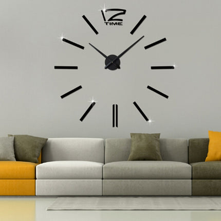 39 inch Bedroom Home Office Decoration Modern Frameless Large DIY 3D Mirror Wall Sticker Mute Clock(Black)-garmade.com