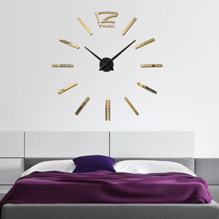 39 inch Bedroom Home Office Decoration Modern Frameless Large DIY 3D Mirror Wall Sticker Mute Clock(Gold)-garmade.com